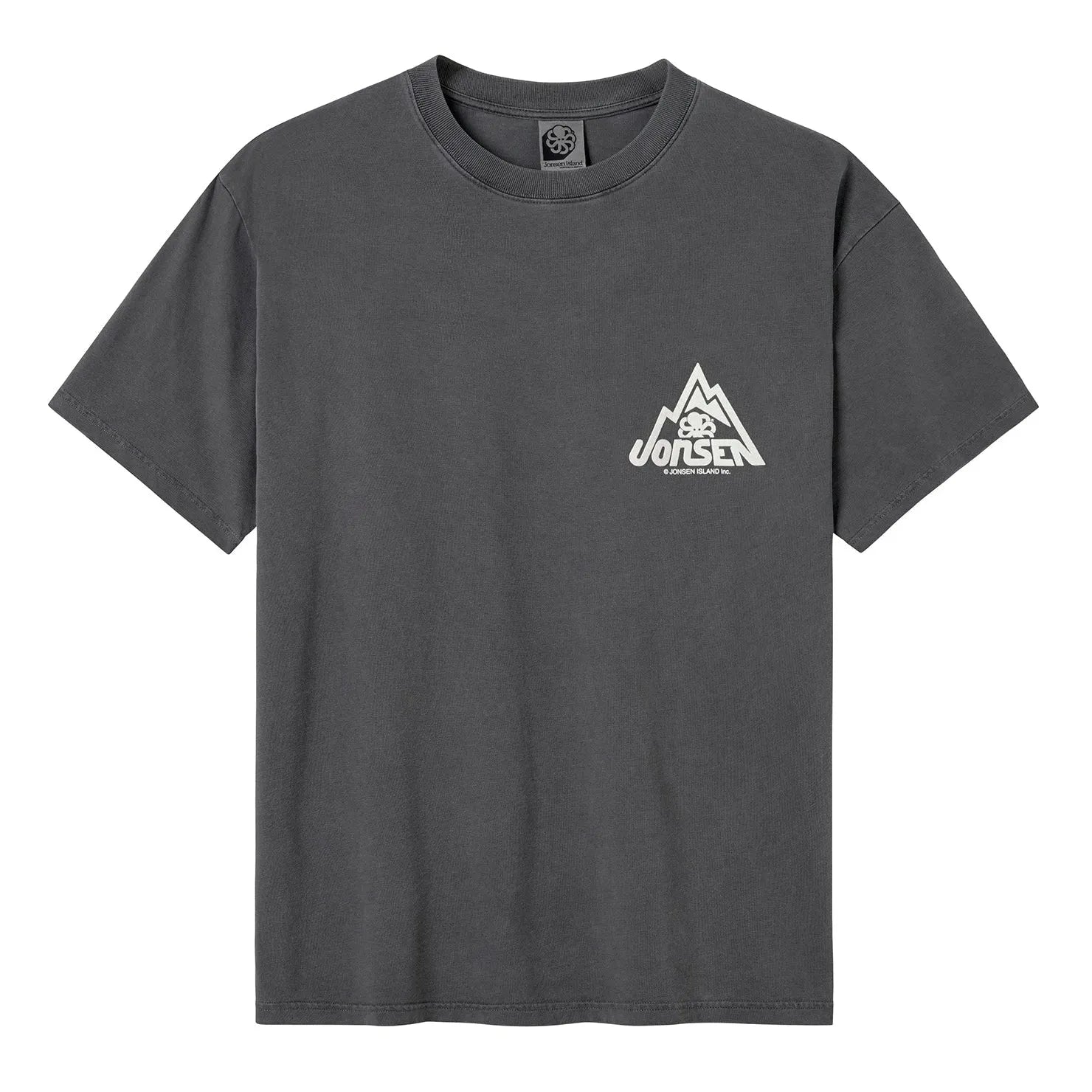 tee shirt confort noir jonsen island avec poulpe blanc sur le coeur en relief vue de face