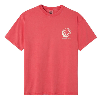tee shirt confort rouge homme jonsen island avec poulpe blanc sur le coeur vue de face