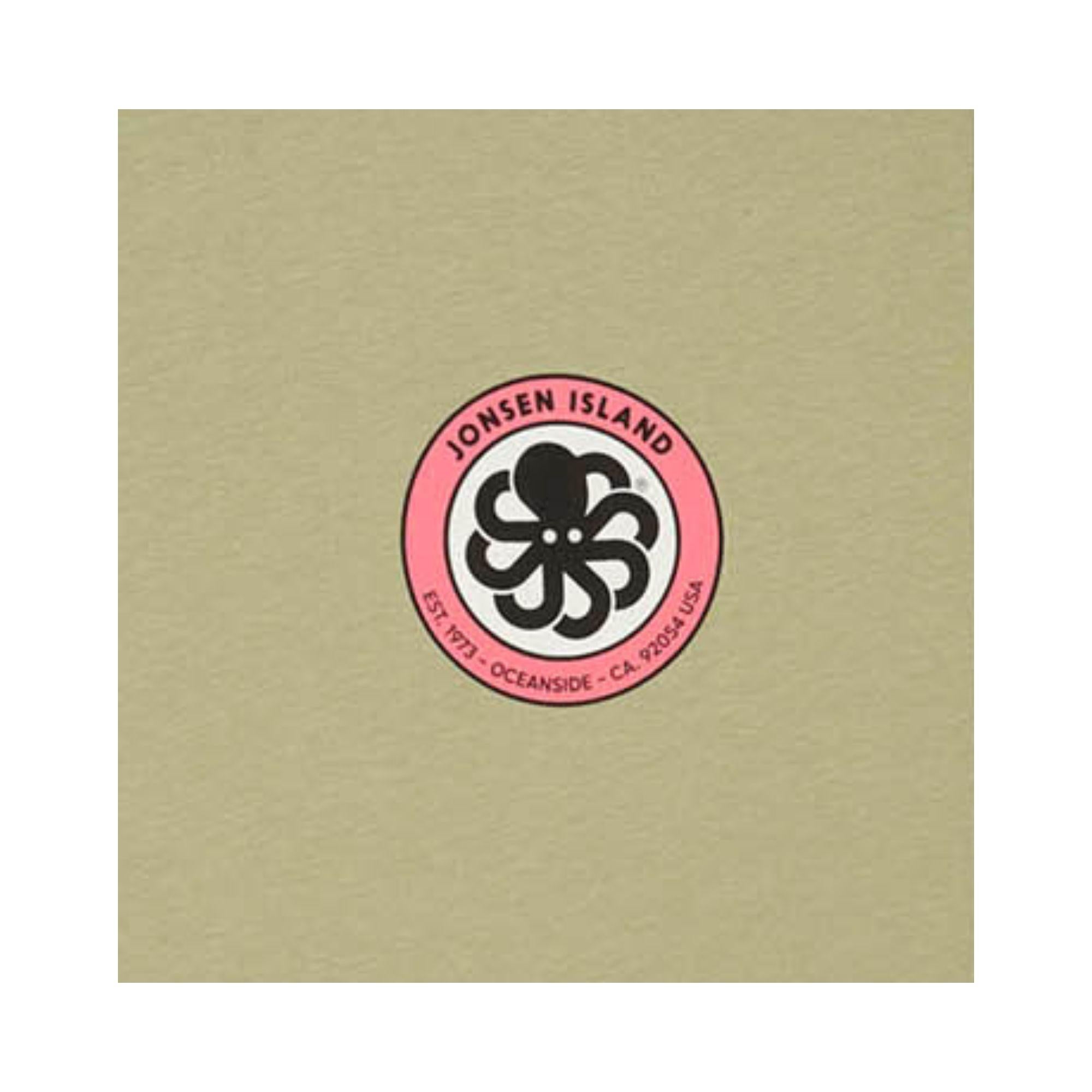 t-shirt jonsen island kaki zoom logo poitrine rond rose et poulpe noir