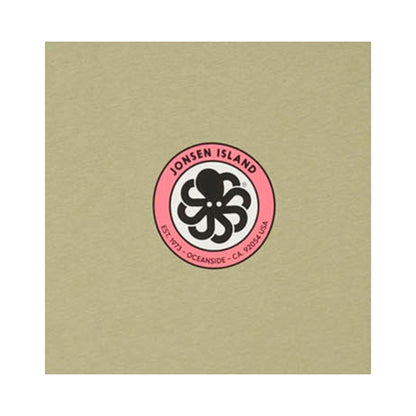 t-shirt jonsen island kaki zoom logo poitrine rond rose et poulpe noir