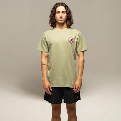 t-shirt vert vue face porté logo poulpe jonsen poitrine