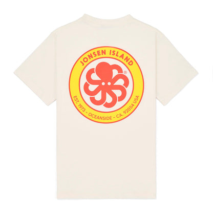 tee shirt enfant jonsen Blanc vue à plat logo poulpe