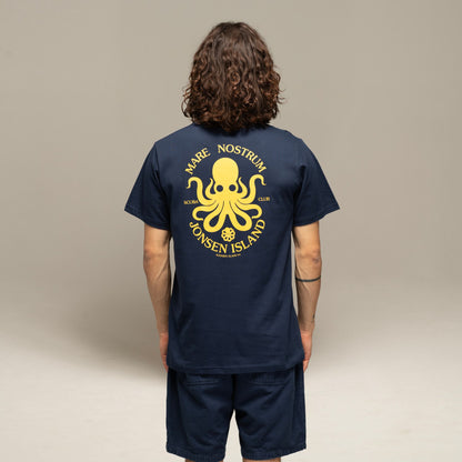JONSEN ISLAND TEE-SHIRT CLASSIC MARE NOSTRUM Navy porté zoom graphisme poulpe