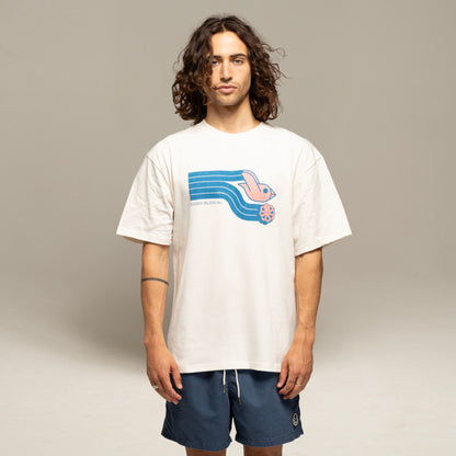 JONSEN ISLAND TEE-SHIRT CONFORT FAST BIRD White porté vue graphisme
