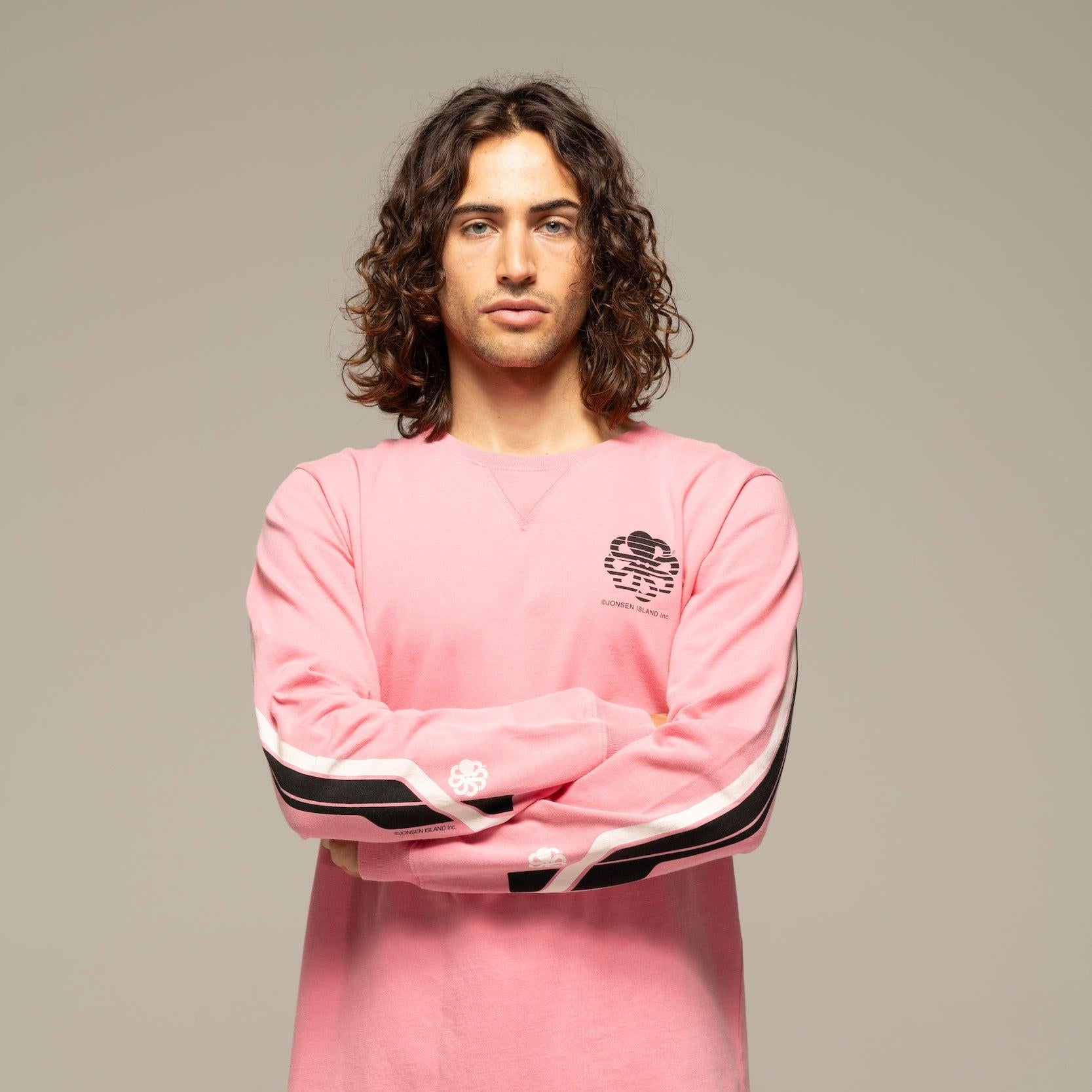 JONSEN ISLAND TEE-SHIRT LONG SLEEVES CONFORT TRUCKING Pink f/o porté vue graphisme