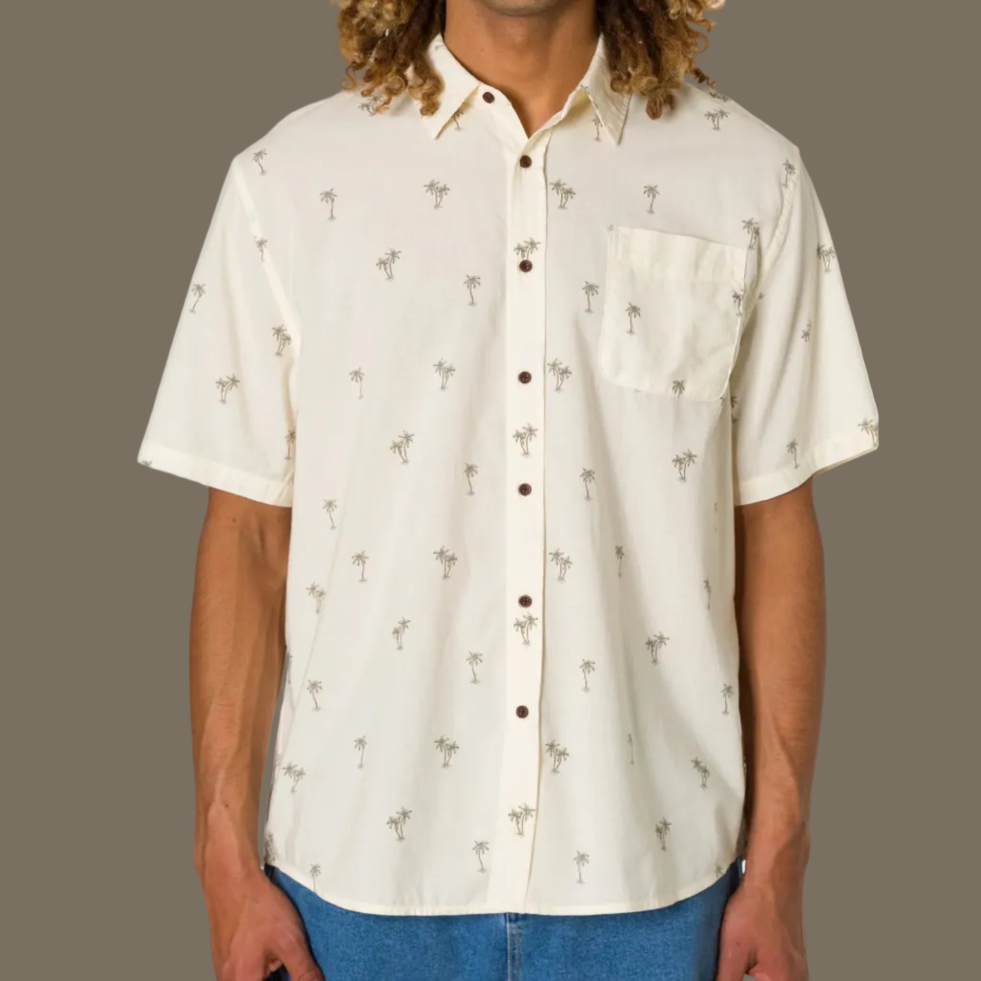 chemise katin manches courtes motif palmier ete