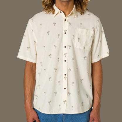 chemise katin manches courtes motif palmier ete