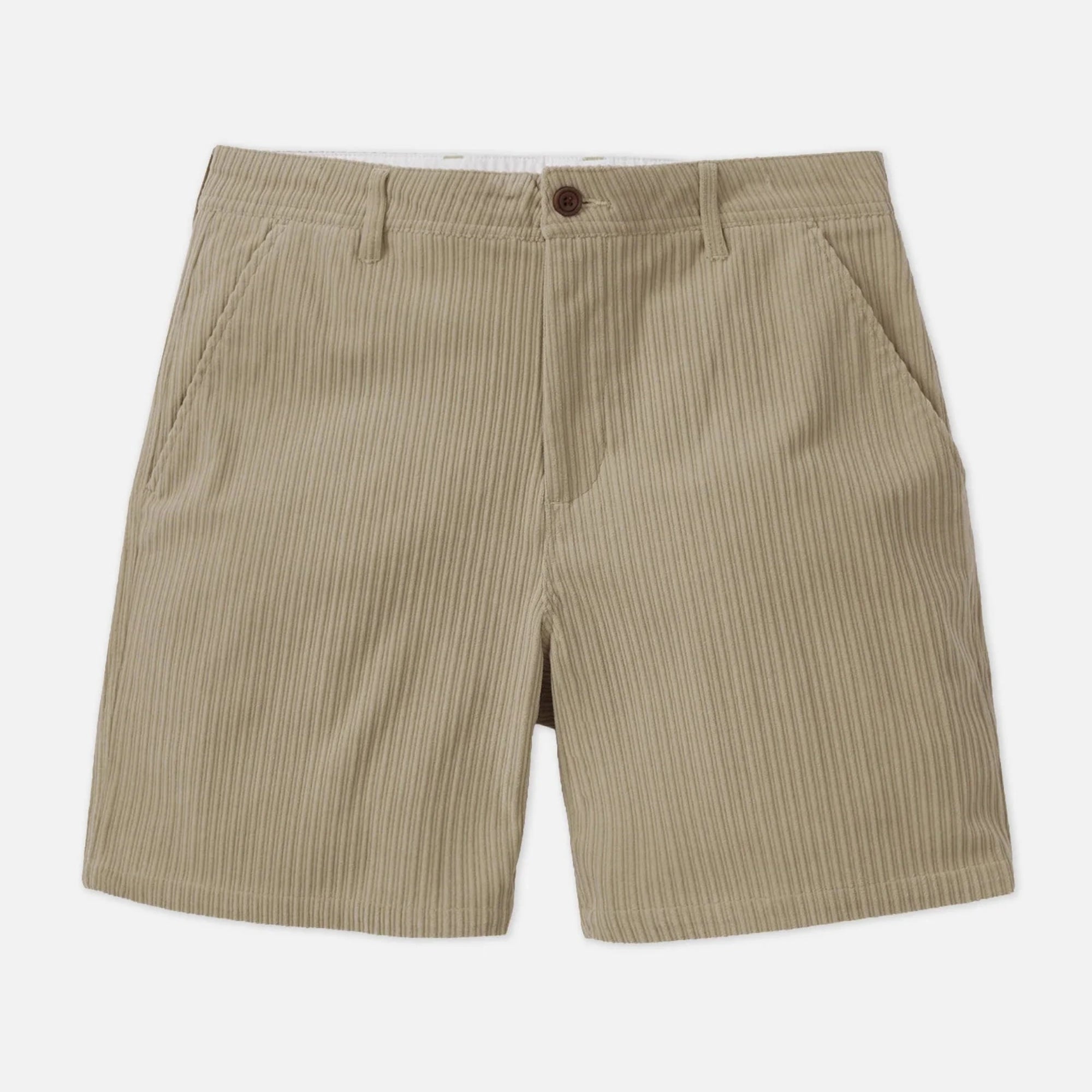 Bermuda homme Katin Kenneth aluminium en velours côtelé high-low présenté à plat
