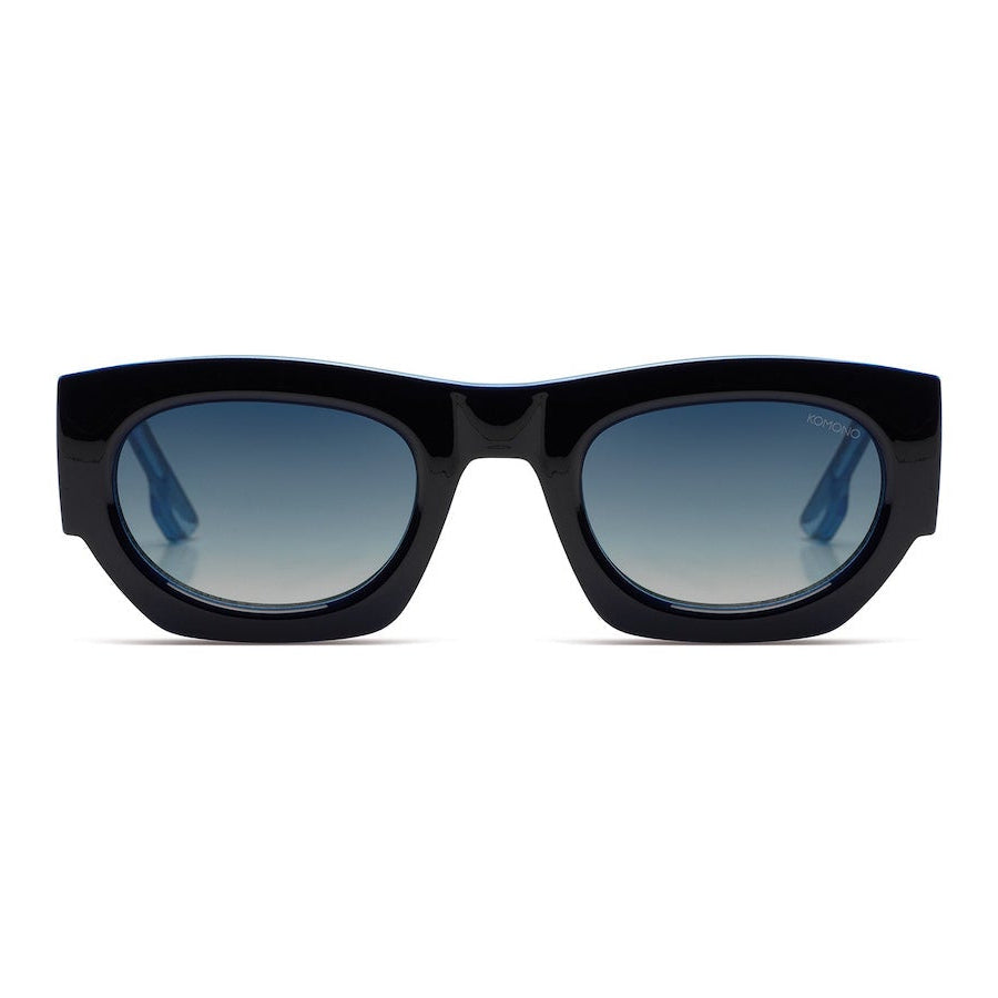 vue de face monture noire et verres bleus dégradés