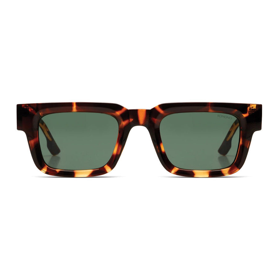 monture rectangulaire marron écaille et verres vert