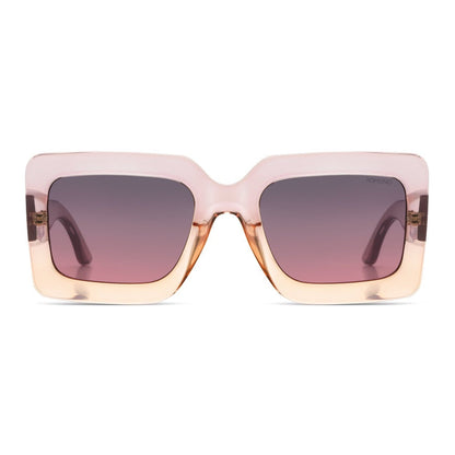 grande lunettes de soleil femme rose monture transparente verres roses