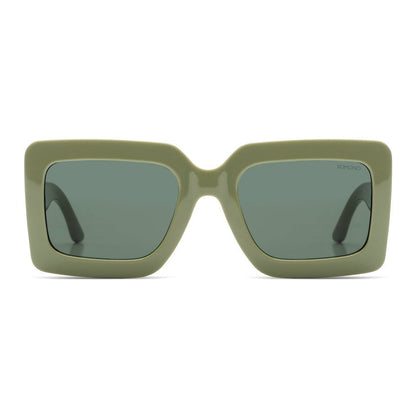 vue de face monture kaki et verres vert