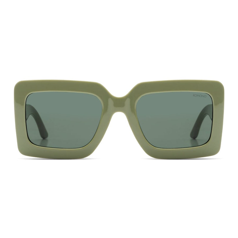 vue de face monture kaki et verres vert