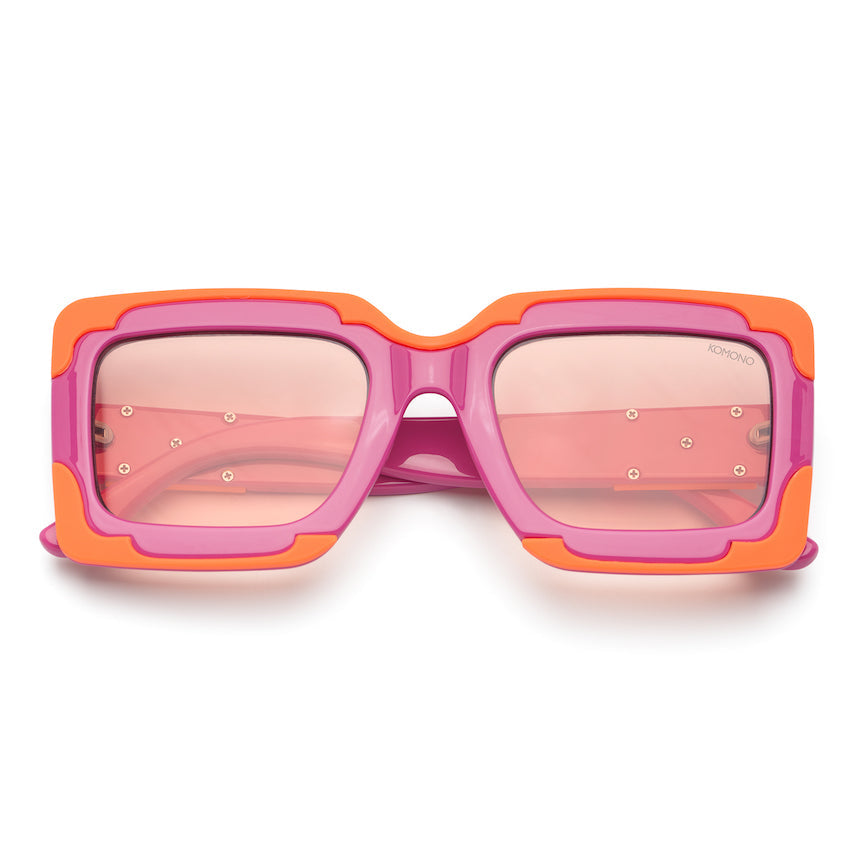 lunette de soleil rose et orange komono lana vue repliée