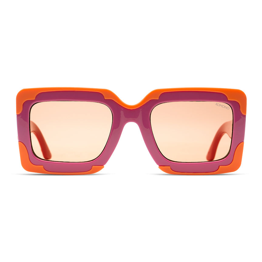 lunettes de soleil rose et orange komono lana vue de face