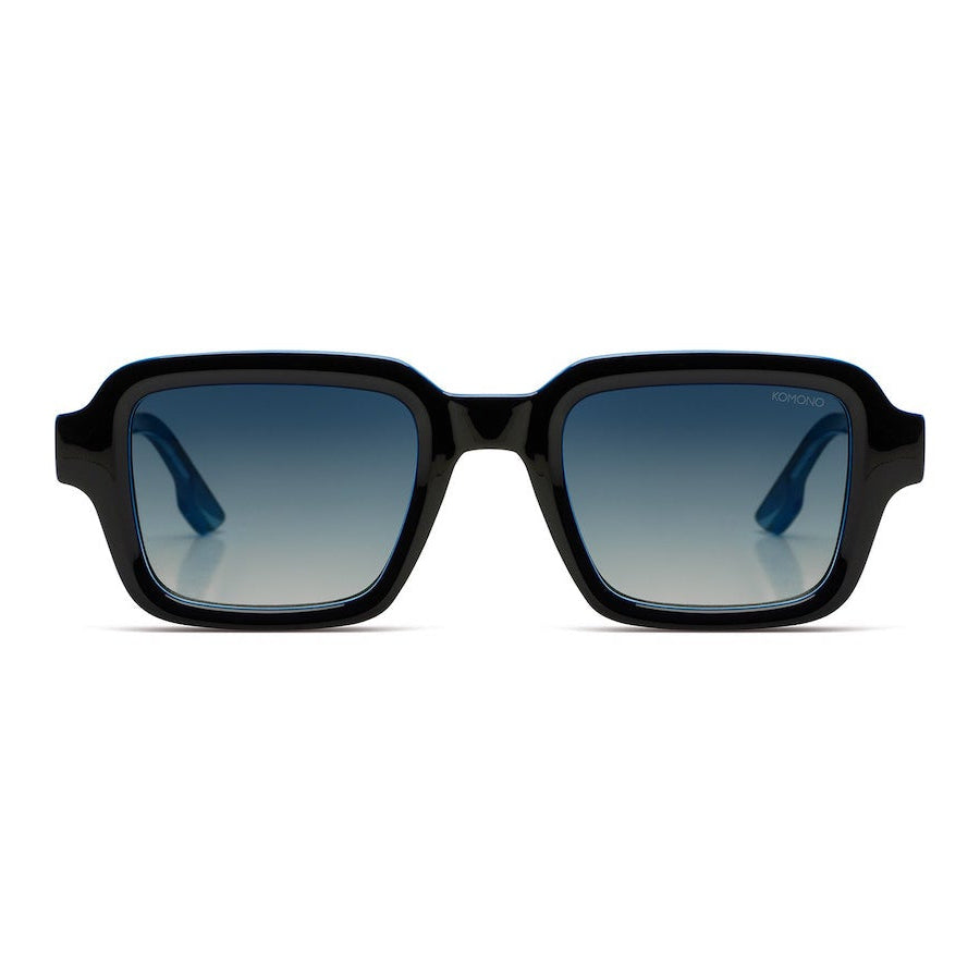 vue de face facade noire verres bleus dégradé