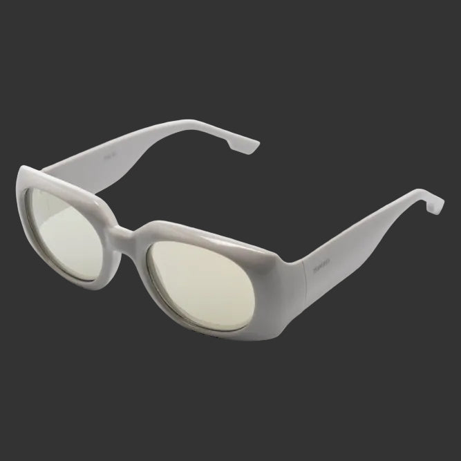 lunettes de soleil blanches verres gris miroir