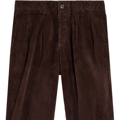 Pantalon surfwear Bask in the Sun Pablo coloris Chocolate, détail de la taille et des pinces sur le devant