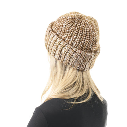 Vue arrière du bonnet Picture Birsay Beanie Pure Cashmere porté, maille texturée et volume intermédiaire