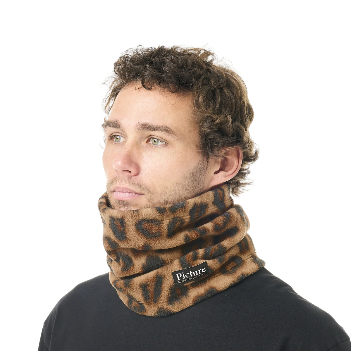 Cache-cou unisexe Picture Organic Clothing Sub Neckwarmer Wild Spot Print porté autour du cou, polaire à motif léopard et logo Picture