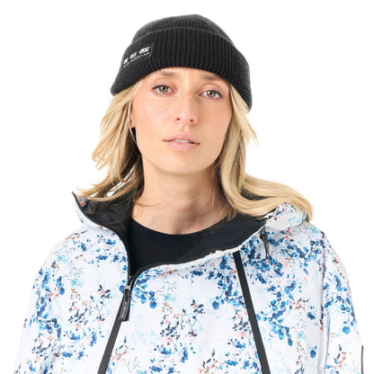 Vue rapprochée de face de la veste femme Picture Luma 1/4 Zip Schrubby Print avec col protecteur