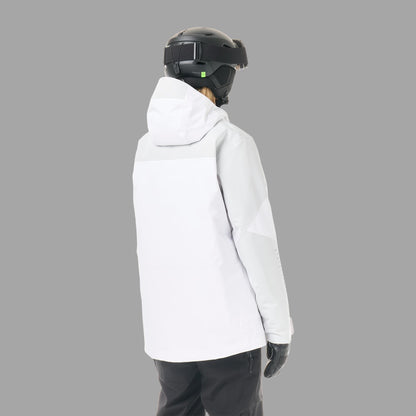 Dos de la veste de ski femme Picture Orakoon JKT Brillant White avec capuche et coupe Regular