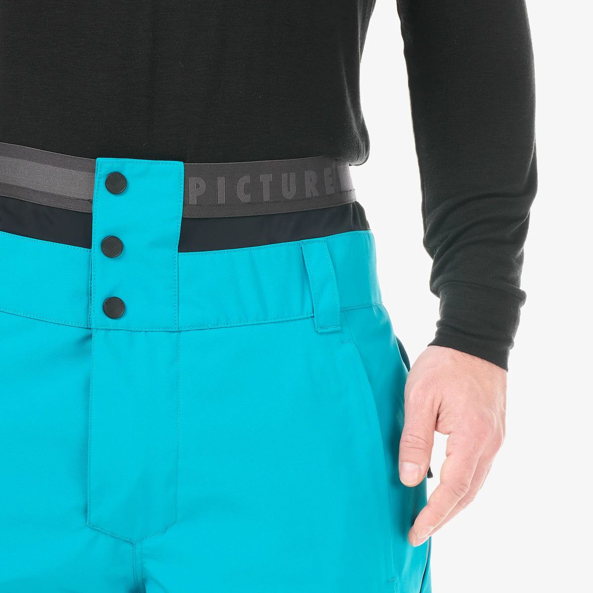 Taille du pantalon Picture Object Pants Capri Breeze avec fermeture à boutons, ceinture élastiquée et passants