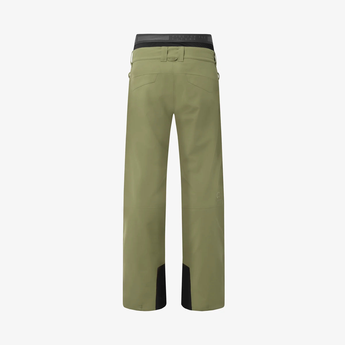 Dos du pantalon de ski Picture Object Pants Olivine présenté à plat, coupe droite et bas de jambe renforcé
