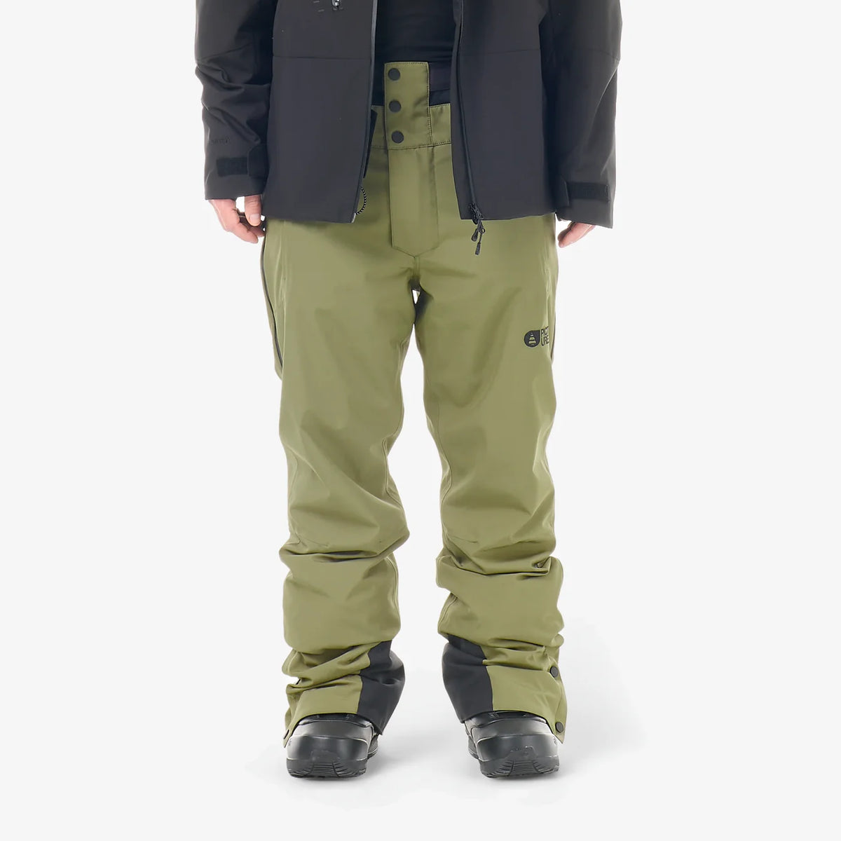 Pantalon de ski et snowboard homme Picture Organic Clothing Object Pants Olivine porté de face, coupe droite et coloris vert olive