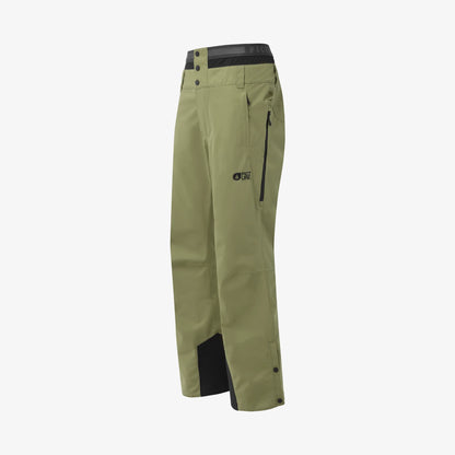 Vue de profil du pantalon de ski et snowboard homme Picture Object Pants Olivine, détail des poches et du bas renforcé