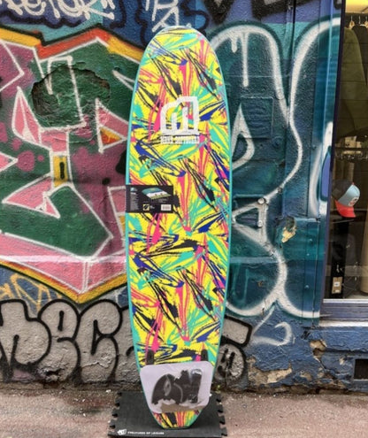 planche de surf softboard mdns 7 design multicolore grafitti mahimahi