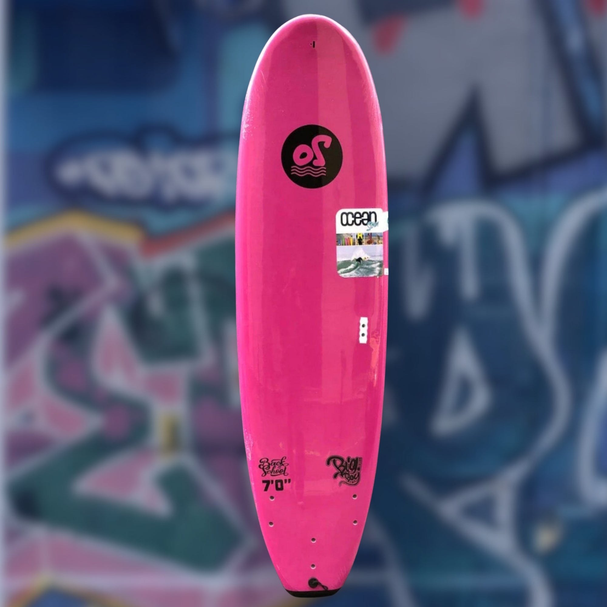 planche de surf en mousse adulte rose taille 7' vue de face