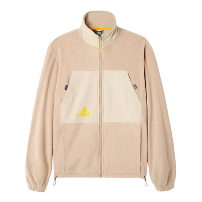 Jonsen Island Ventura présentée seule, polaire beige clair à fermeture intégrale, poche ventrale contrastée et poulpe jaune