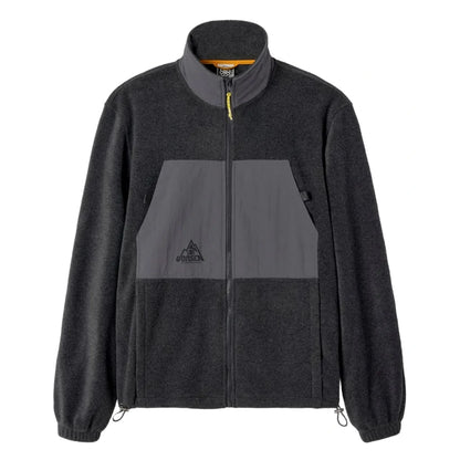 Jonsen Island Ventura Black vue produit, veste en matière polaire noire avec empiècement frontal gris et petit poulpe ton sur ton