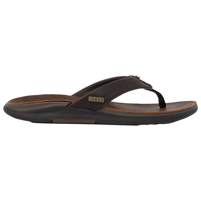 Profil latéral des tongs Reef Leather Offshore Dark Brown confort anatomique homme