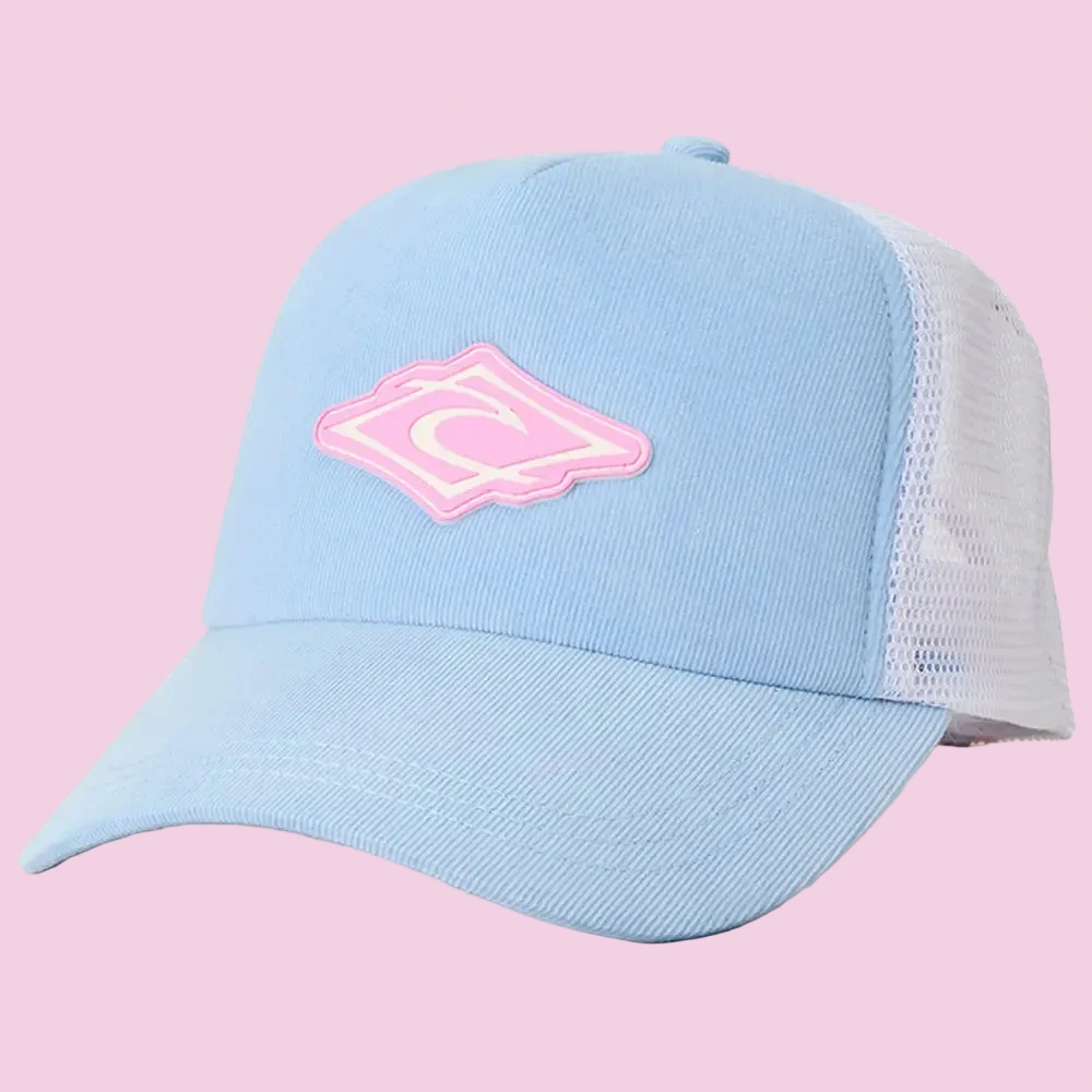 casquette bleu ciel avec logo rose rip curl