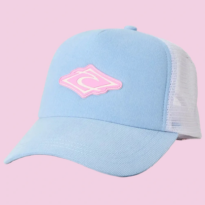 casquette bleu ciel avec logo rose rip curl