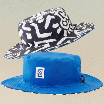 bob chapeau plage reversible bleu et noir UPF 50+ rip curl 