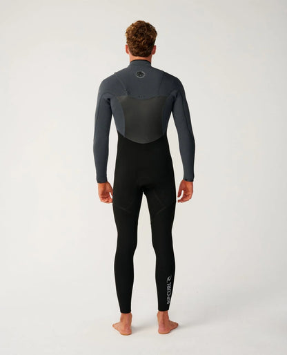 Vue arrière de la combinaison Rip Curl, avec empiècements gris aux épaules et jambes noires