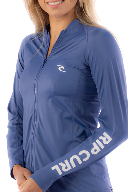RIP CURL FEMME LYCRA MANCHES LONGUES ZIPPÉ Navy