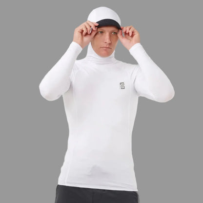 lycra rip curl de surf blanc manches longues et capuche blanc vue capuche