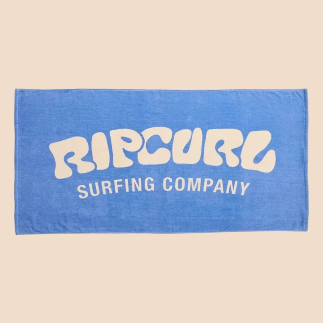 serviette de plage unisexe bleue avec logo rip curl blanc casse