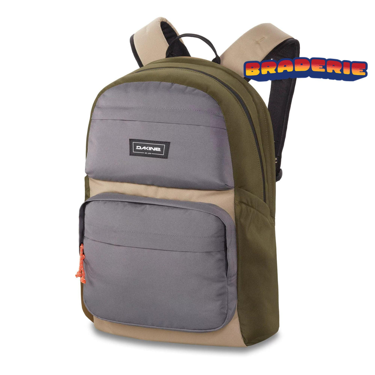 sac à dos scolaire gris beige kaki