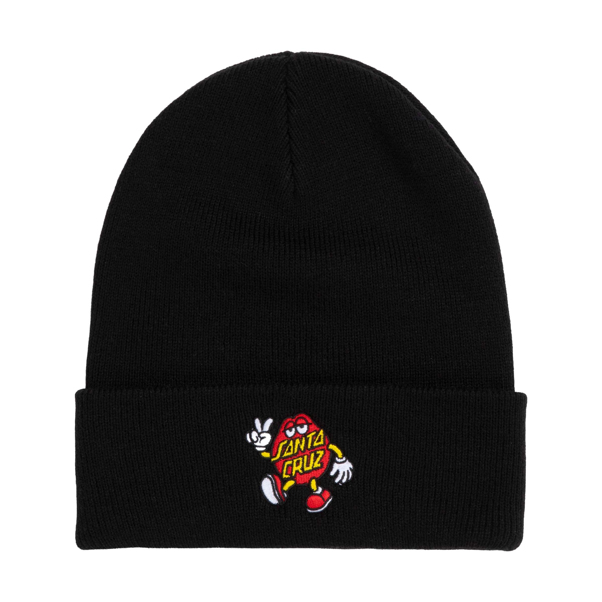 bonnet noir santa cruz avec broderie homme drole rouge