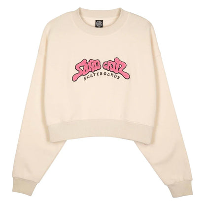 sweat santa cruz winkowski 8baller femme crew beige print relief skate retro