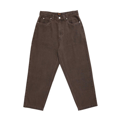 Face du pantalon Santa Cruz brun rouille, construction cinq poches, braguette centrale et surpiqûres ton sur ton