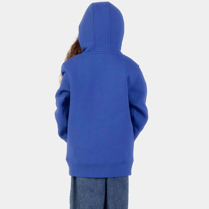 Dos du sweat Santa Cruz Sapphire porté avec capuche relevée, face arrière unie et coupe droite