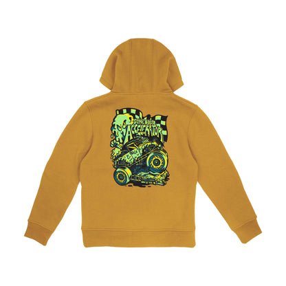 Dos du Slime Balls Accelerator Mustard, dominé par une composition dense verte, jaune et bleue avec lettrage et détails damier