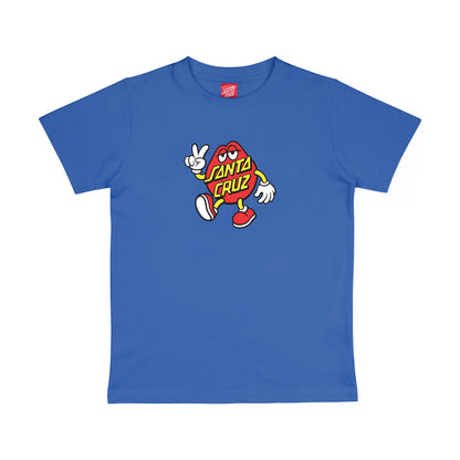 Face du t-shirt Santa Cruz, avec composition Dot Guy rouge, jaune, noire et blanche centrée sur la poitrine