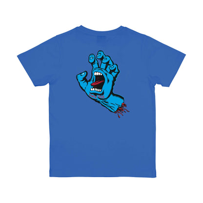 Dos du t-shirt enfant Santa Cruz Screaming Hand Chest Sapphire, avec grande main hurlante bleue et turquoise au centre